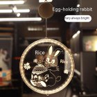 4 5v Led Round Window Hanging Lamp 7lm Rabbit Easter Eggs Lantern With Suction Cup For Easter Decor bunny hold Egg 16cm