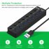 4 7 Port USB 3 0 Hub 5Gbps High Speed On Off Switches AC Power Adapter for PC 4 port with UK plug