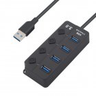 4 / 7 Port USB 3.0 Hub Splitter USB Hub 3.0 with Individual Power Switches LED Indicator EU US Power Adapter  4 ports