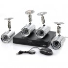 4 Camera   DVR Surveillance System comes with four 1 3 SONY Color CCD 420 TVL Outdoor CCTV Cameras that formats recordings using H 264 Video Compression