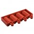4 Cavity Silicone Mold for DIY Ice Cream Popsicle Kitchen Tool Red brown