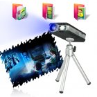 4 GB mini multimedia projector with micro SD slot and a smooth slim design for excellent on the go use  This powerful and durable little projector comes with 4G