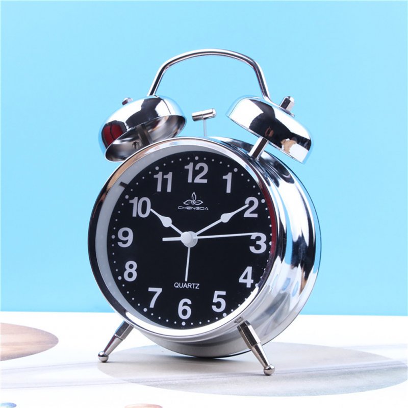 4 Inch Metal Round Alarm Clock Mute Accurate Retro Luminous Bedside Clock
