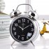 4 Inch Metal Round Alarm Clock Accurate Mute Retro Luminous Bedside Clock With Night Light Function black