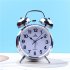 4 Inch Metal Round Alarm Clock Accurate Mute Retro Luminous Bedside Clock With Night Light Function White
