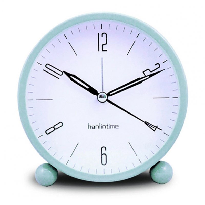 4 Inch Round Alarm Clock With Night Light Silent Large Digital Display Bedside Alarm Clock green