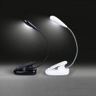 4 LED Reading Lamp Rechargeable and Flexible Gooseneck <span style='color:#F7840C'>Nightlight</span> Desktop Clip Light with Stand Music Stand Light Black