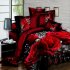 4 PCS 3D Big Red Rose Floral Bedding Sets Wedding Duvet Cover Sheet Pillow Cases Bed Set