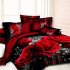 4 PCS 3D Big Red Rose Floral Bedding Sets Wedding Duvet Cover Sheet Pillow Cases Bed Set