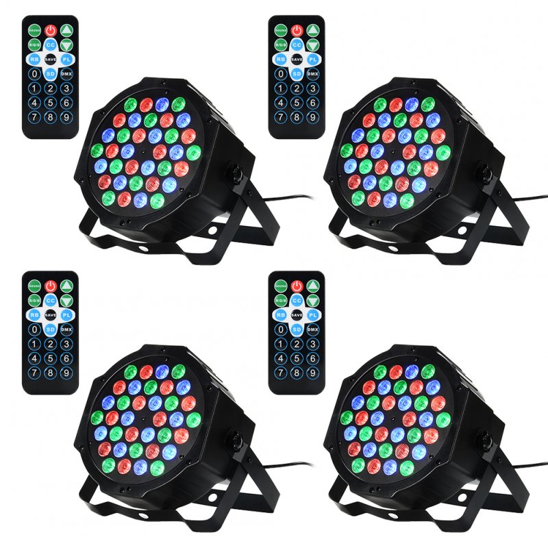 4 Packed 36 LED Par Lights RGB Colorful 7 Lighting Modes Stage Lights Flexible Remote Control DMX Control Disco Lights US Plug