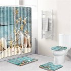4  Pcs Non-slip Rug Toilet  Lid  Cover Bath  Mat Waterproof Bath  Curtain starfish_45*75cm