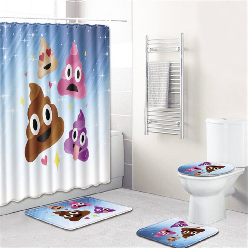4  Pcs Non-slip Rug Toilet  Lid  Cover Bath  Mat Waterproof Bath  Curtain c601-3_45*75cm