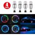 4 Pcs set Alloy Silver Plated Automobile Hot Wheels Dual Sensor Valve Tire Lights Wheel  Decoration  Lights Blue