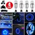 4 Pcs set Alloy Silver Plated Automobile Hot Wheels Dual Sensor Valve Tire Lights Wheel  Decoration  Lights Blue