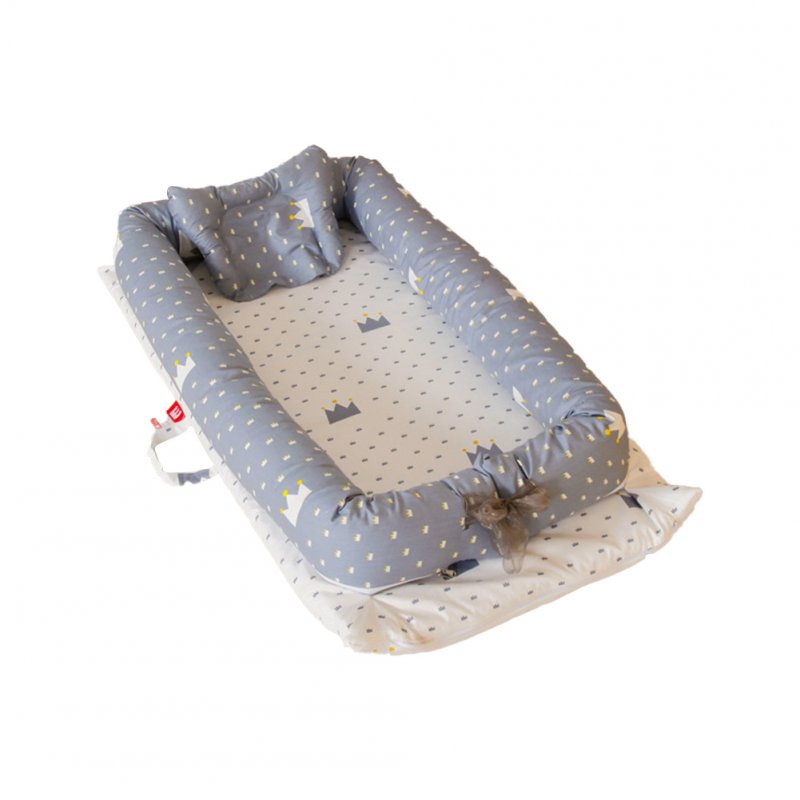 4 Pcs/set Baby  Crib Cotton Cartoon Portable Removable Washable Bionic Bed Little crown (no quilt)_90*50cm