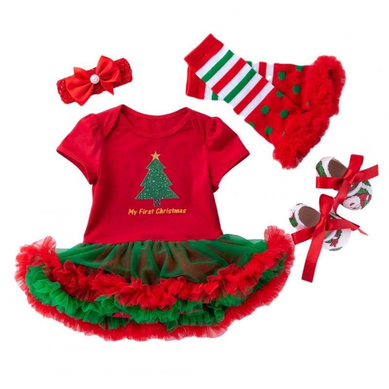 4 Pcs/set  Baby Short-sleeve Dress + Headwear + Socks+ Shoes for 0-2 Years Old Kids 1_59