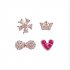 4 Pcs set Fashion Simple Bowknot Crown Heart shaped Flower Ear Studs Set