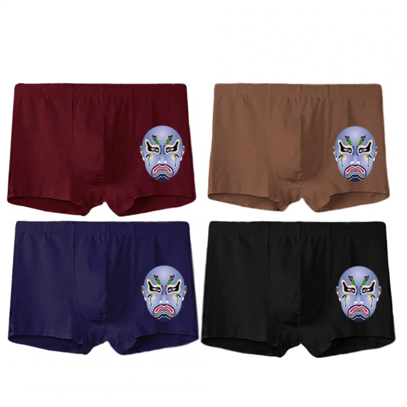 4 Pcs/set Men's Panties Boxer Mid-rise Breathable Youth Boxer Shorts nns0007_L