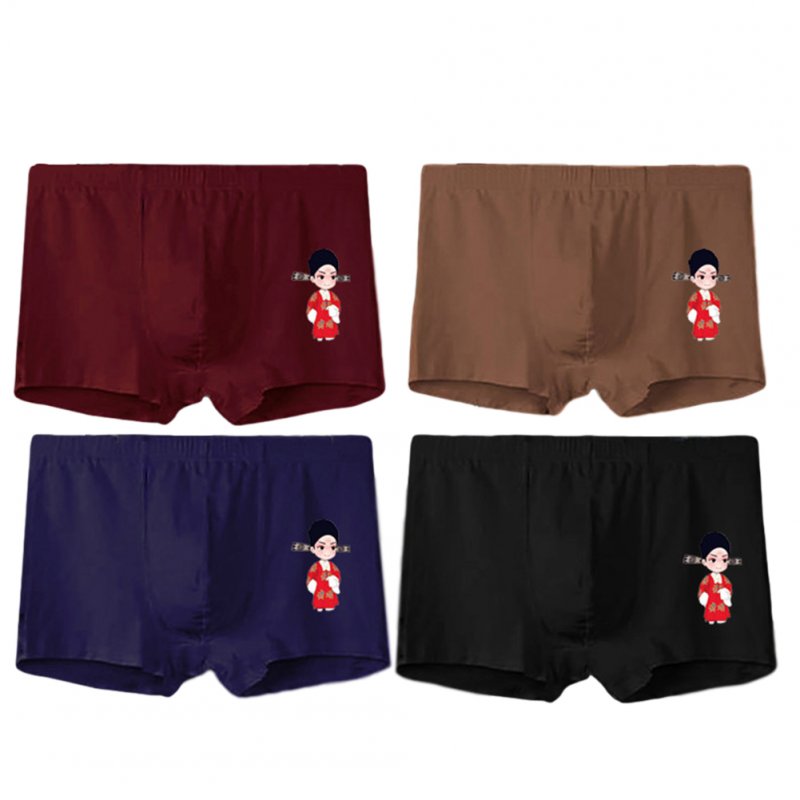4 Pcs/set Men's Panties Boxer Mid-rise Breathable Youth Boxer Shorts nns0008_4XL