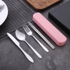 4 Pcs/set Stainless Steel Cutlery Household Cutter Fork Chopsticks Spoon For Restaurant Red box