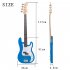 4 String Electric Bass Guitar Full Size With Connecting Line Fingerboard Wrench Instrument Wrench For Grown ups Beginners sky blue