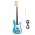 4 String Electric Bass Guitar Full Size With Connecting Line Fingerboard Wrench Instrument Wrench For Grown ups Beginners sky blue