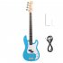 4 String Electric Bass Guitar Full Size With Connecting Line Fingerboard Wrench Instrument Wrench For Grown ups Beginners blue