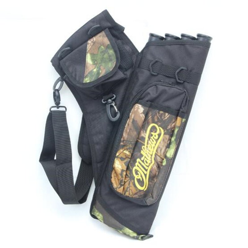 4 Tubes Arrow Quiver for Archery Hunting Arrows Holder Bag with Adjustable Strap Camouflage