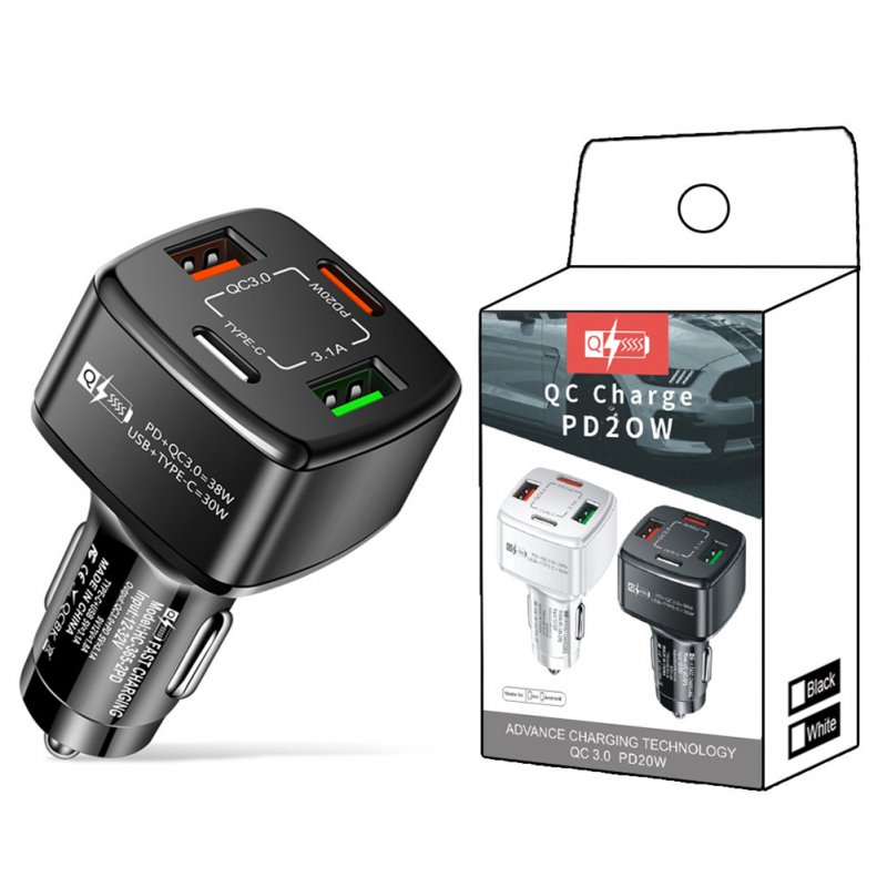 4-in-1 Type-C Fast Car Charger 38W for Iphone Xiaomi Huawei Mobile Adapter 