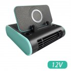 4-in-1 Car Fan Center Console Multi-functional Cooling Fans Wireless Charging Mobile Phone Holder Interior Accessories Black blue 12V