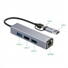 4-in-1 High-speed Hub Type-c Interface Usb3.0 Usb2.0 Rj45 Usb C Docking Station For Notebook Phone Tablet grey