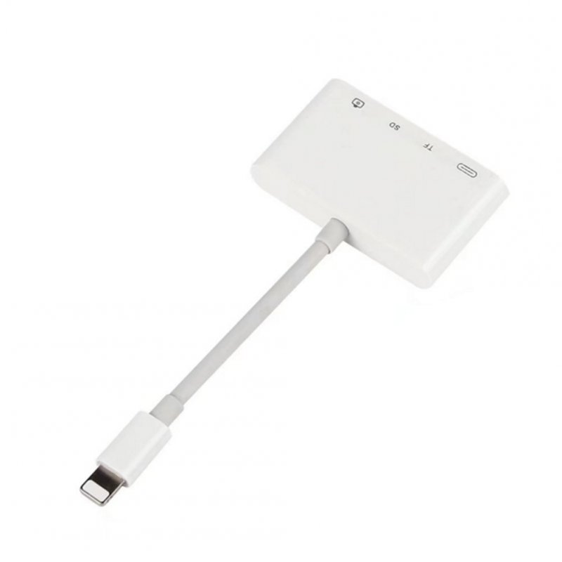 4 in 1 8-pin to USB Camera Adapter SD/TF Card Reader USB 3.0 OTG Cable white_plastic