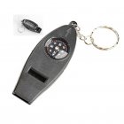 4 in 1 Outdoor Emergency Whistle Compass Magnifier Thermometer Survival Kits black