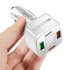 4 in 1 Usb Charger 38w Pd Qc3 0 3 1a 2usb Type c Fast Charging Dock Multifunctional Dual Line Car Charger Adapter White