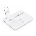 4-in-1 Wireless  Charger Adjustable Foldable Desktop Fast Charging Station Stand For Mobile Phone Watch Headphones Pencils White