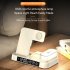4 in 1 Wireless Fast Charger Alarm Clock RGB Night Light Wireless Charging Station for Watch Phone White for IOS