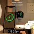 4 in 1 Wireless Fast Charger Alarm Clock RGB Night Light Wireless Charging Station for Watch Phone White for IOS