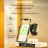 4 in 1 Wireless Fast Charger Alarm Clock RGB Night Light Wireless Charging Station for Watch Phone Black for IOS