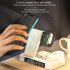 4 in 1 Wireless Fast Charger Alarm Clock RGB Night Light Wireless Charging Station for Watch Phone Black for Samsung