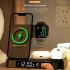 4 in 1 Wireless Fast Charger Alarm Clock RGB Night Light Wireless Charging Station for Watch Phone Black for Samsung