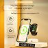 4 in 1 Wireless Fast Charger Alarm Clock RGB Night Light Wireless Charging Station for Watch Phone Black for Samsung