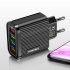 4 port Usb Mobile Phone Charger With Led Light 5V 3A Travel Fast Quick Charging Usb Adapter US EU Plug black US Plug