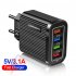 4 port Usb Mobile Phone Charger With Led Light 5V 3A Travel Fast Quick Charging Usb Adapter US EU Plug black US Plug