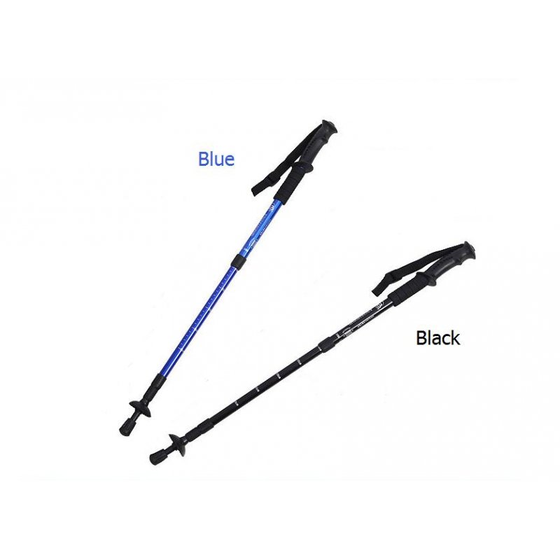 4-section Straight Aluminium Alloy Trekking Poles Telescopic Walking Sticks Ultralight Walking Canes  blue