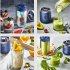 400ml Portable Mini Fruit Blender Electric Wireless Juicer with 6 Blades USB Rechargeable Juicer Cup Blue Double Cup