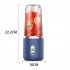 400ml Portable Mini Fruit Blender Electric Wireless Juicer with 6 Blades USB Rechargeable Juicer Cup Blue Double Cup