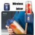 400ml Portable Mini Fruit Blender Electric Wireless Juicer with 6 Blades USB Rechargeable Juicer Cup Blue Double Cup