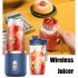 400ml Portable Mini Fruit Blender Electric Wireless Juicer with 6 Blades USB Rechargeable Juicer Cup Blue Double Cup