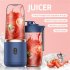 400ml Portable Mini Fruit Blender Electric Wireless Juicer with 6 Blades USB Rechargeable Juicer Cup Blue Double Cup