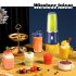 400ml Portable Mini Fruit Blender Electric Wireless Juicer with 6 Blades USB Rechargeable Juicer Cup Blue Double Cup